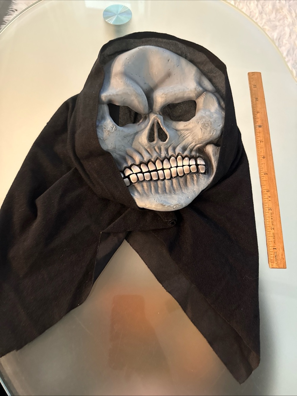 Vintage Easter Unlimited Fun World Grinning Skull Skeleton Shroud Halloween Mask